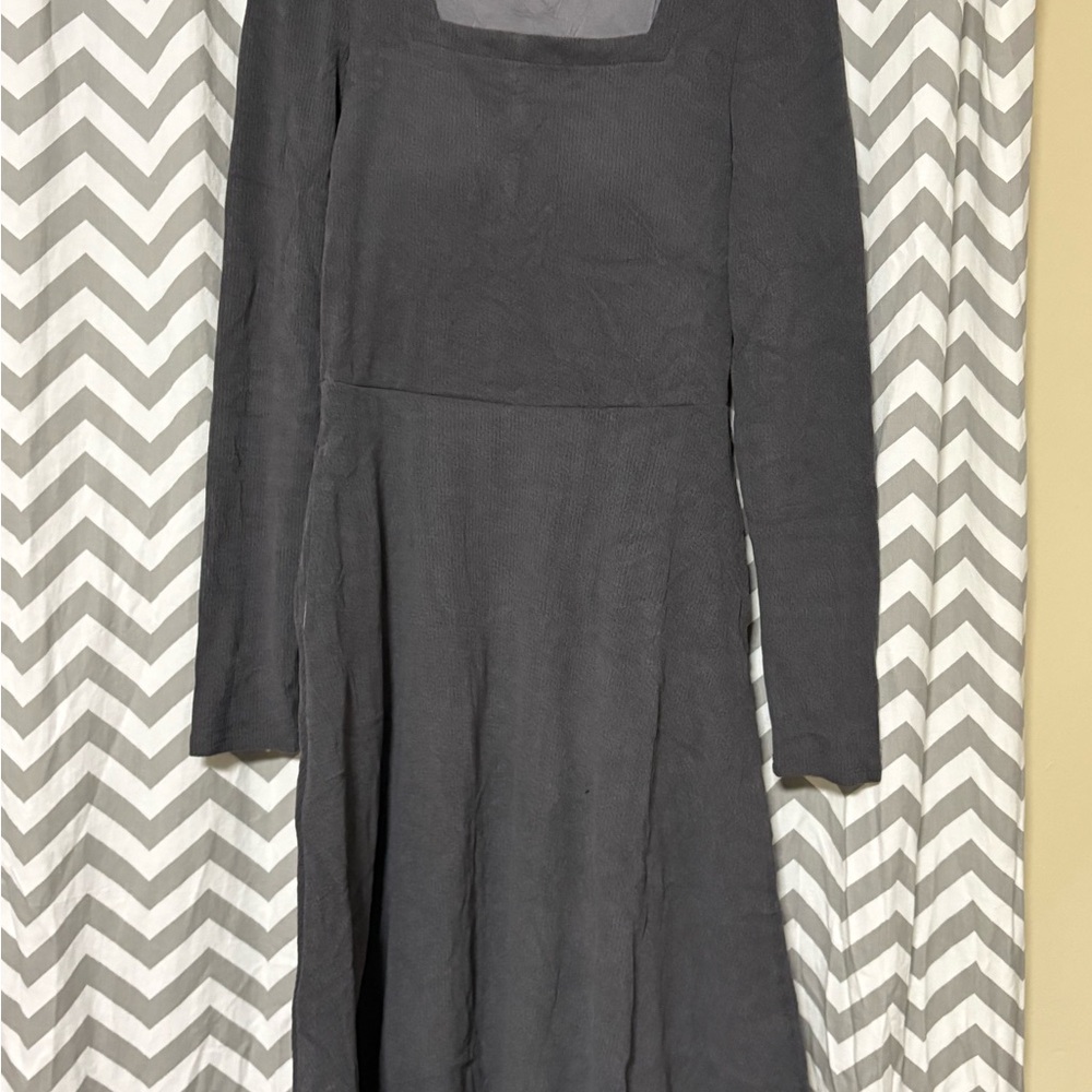 Classic charcoal Long-Sleeve A-Line Dress